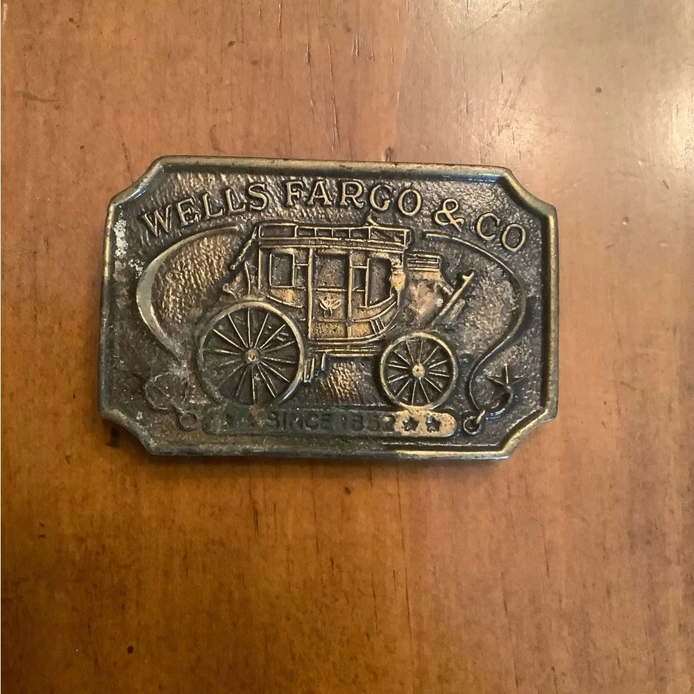 Vintage Wells Fargo & Co. Brass Belt Buckle W13